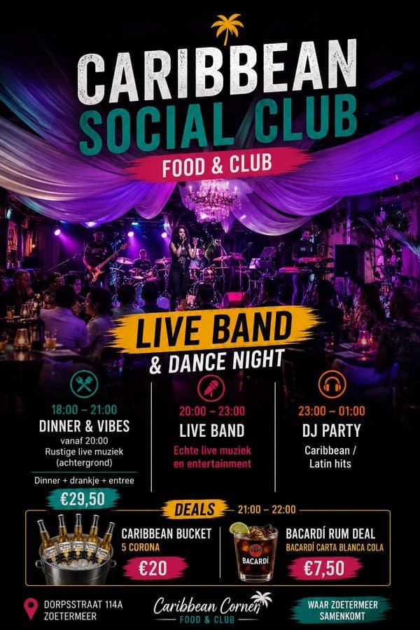 Caribbean Social Club met Liveband
