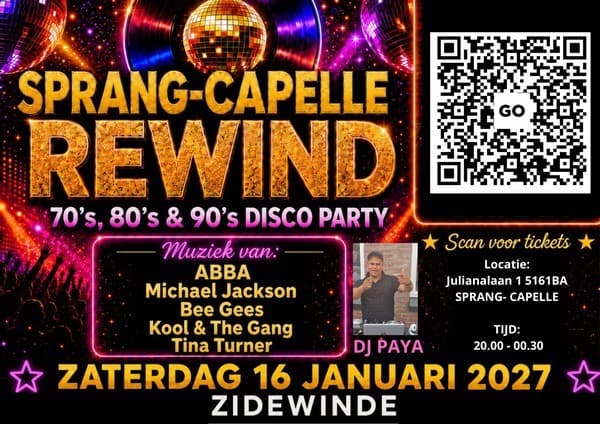 Sprang-Capelle Rewind – 70’s, 80’s & 90’s Disco